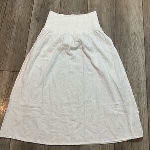 Old Navy White Smocked Waist Gauze Midi Skirt Size M